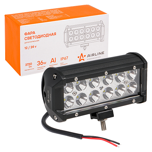 Фара (балка) светодиодная двухрядная, 12LED, дальний свет, 36Вт, 165х78х65мм, 12/24В