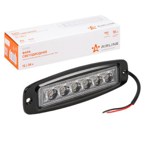 Фара светодиодная прямоугольная врезная, 6LED, ближний свет, 18Вт, 185х60х35мм, 12/24В, PLUS