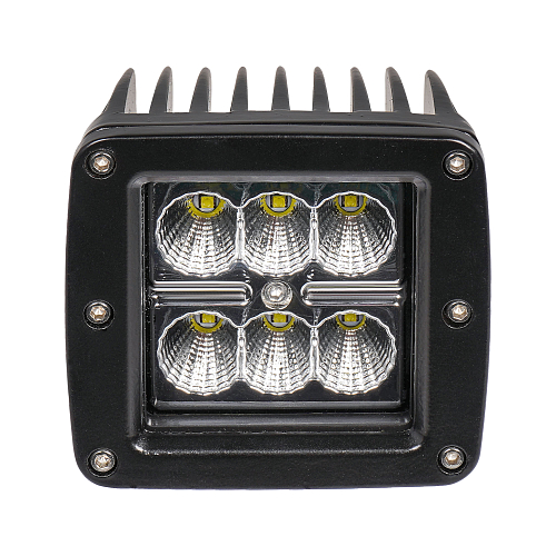 Фара светодиодная квадратная, 6LED, ближний свет, 18Вт, 82х75х75мм, 12/24В, PLUS — изображение 2