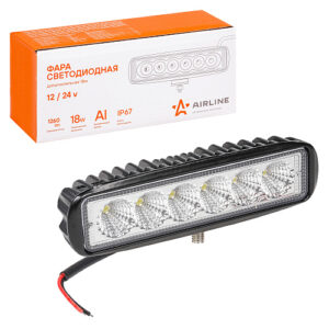 Фара светодиодная прямоугольная, 6LED, ближний свет, 18Вт, 157х42х40мм, 12/24В, PLUS